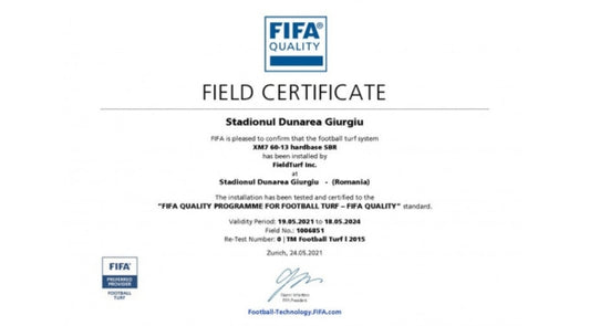Teren de fotbal oficial, omologat FIFA QUALITY, stadionul Dunarea ‑ Giurgiu