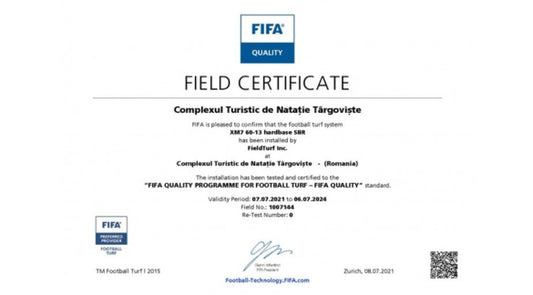 Teren de fotbal oficial, omologat FIFA QUALITY ‑ Complexul de Natatie Crizantema Targoviste, Dambovita